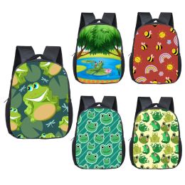 Sacs 12 pouces dessin animé Green Frog Prince Backpack pour 24 ans