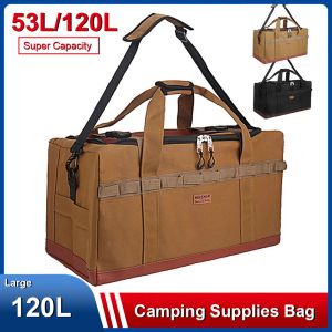 Sacs 120L 53L sac d'équipement de Camping hommes grand stockage randonnée sac à dos fournitures de Camp en plein air outil sac de repas cuisinière pique-nique vaisselle sac