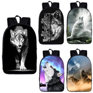 Tassen 13/16 inch coole wolf rugzak vrouwen mannen schooltas tiener jongens meisjes