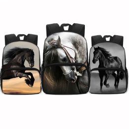 Sacs 13 pouces Animal Galloping Horse Sac à dos Dark Horse Imprimer School Sacs pour adolescents.