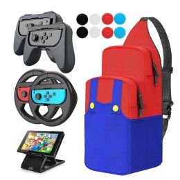 Tassen 14 in 1 NS Switch / Lite Schoudertas Accessoires Kit Voor Nintendo Switch Oled Joycon Handheld Grip Screen Protector Cover Case