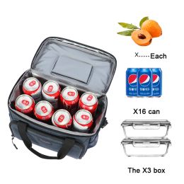 Tassen 16l geïsoleerde thermische koelere lunchbox tas voor werk picknickzak