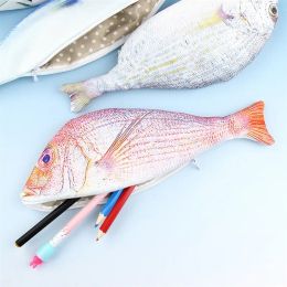 Sacs 1pc kawaii poisson rangement crayons crayons de simulation mignon de simulation en peluche encadré la boîte de pêche grande capacité fournit la papeterie