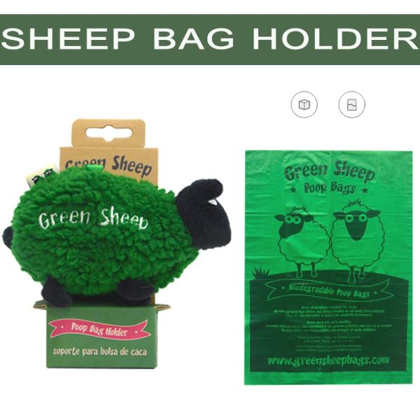 Sacs 1pc sac de merde pour animaux de compagnie mignon mouton propre sac support boîte de rangement extérieur Portable distributeur de déchets transporteur chien sac avec 1pc litière sac
