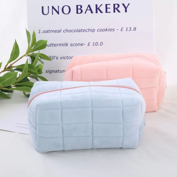 Bolsas 1pc rosa/blanco/diseño de almohada de almohada cosmética estuche lápiz bolígrafo