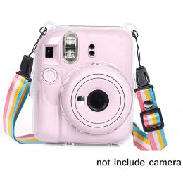 Zakken 1 st Shy Crystal Camera Case voor Fujifilm Instax Mini 12 transparante glitterafdekkingzak met riem 12