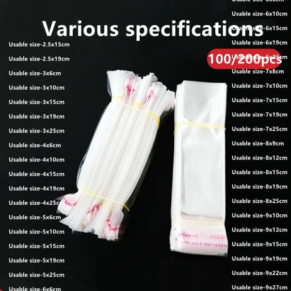 Bolsas de 200/100pcs bolsas de plástico transparentes desechables autoadhesivas, empaquetado de autoensalización pequeño para dulces, galletas, bolígrafos, joyas o regalos