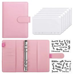 Tassen 2022 A6 PU Leather Budget Binder Notebook Cash Envelops System Set, met Binder Pockets for Money Budget Saving Bill Organizer