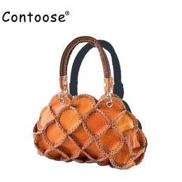 Sacs 2022 Brands de vente d'usine 25 * 18 * 10cm artisanaux Généralités en cuir patchwork vintage Femmes à main pour les sacs tophandle couleur aléatoire