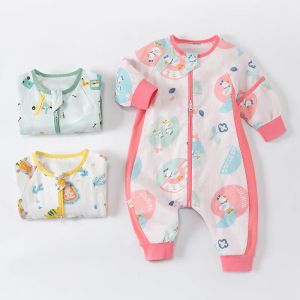 Tassen 2022 Lente/zomer kinderslaapzak Baby Splitleg katoen gaas baby antibacteriële pyjama's met verwijderbare mouwen