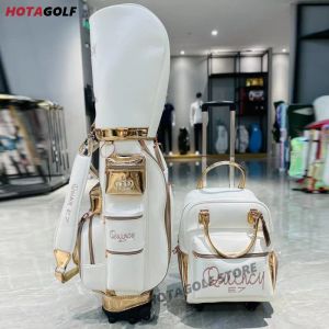 Sacs 2023 New Women's Fashion White White Gold Golf Sac avec un sac professionnel de golf à rouleaux