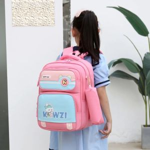 Tassen 2023 Prima School School Bag Boys 'Cartoon Girls' Princess Cute Style Backpack Casual waterdichte rugzak met penzak Mochila