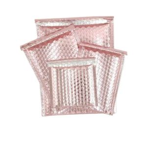 Sacs 20pcs / lot Rose Gold Bubble Mailer enveloppes 6 taille Bubble Enveloppe Foil Foil Expédition Sac de diffusion pour l'emballage cadeau Enveloppe