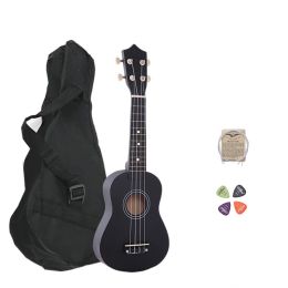 Sacs 21 pouces ukulélé multicolores en bois avec Black Oxford Backpack Ukulele Bag Instrument de musique à cordes à file