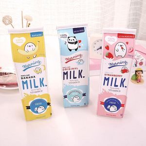 Tassen 24 pc's/lot Cartoon Morning Milk Pu Leather Pencil Case briefpapier opslag Organisator Bag School Office Supply Escolar