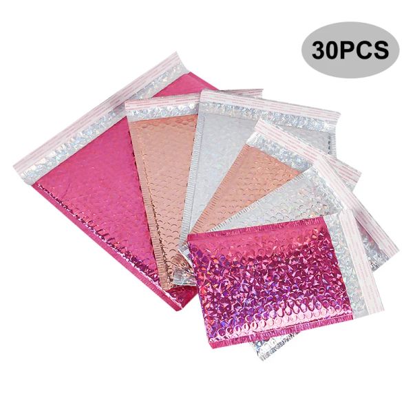 Sacs 30pcs Bubble Mailers enveloppes Peel and Seal Enveloppes Sacs d'expédition pour envoyer des enveloppes rembourrées de bulles métalliques d'emballage