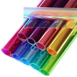 Bolsas 30x95 cm Rollo Holográfico Iridiscente Transparente transparente transparente tela de vinilo espejo mágico PVC para el arco de bolso DIY BH039