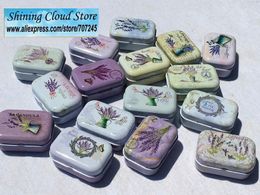 Tassen 32 PC/Lot Lavender Style Mini Cover Iron Tin Metal Pencil Case/Can/Pill Cute Small Kit/Candy Storage Gift Box