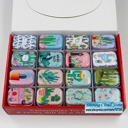 Sacs 32 Pc/Lot! Cactus modèle Mini couverture fer étain métal étui à crayons/boîte/pilule mignon petit Kit/boîte-cadeau de stockage de bonbons