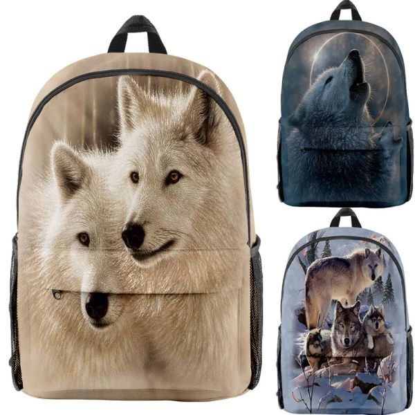 Sacs 3D Animal Sac à dos pour enfants garçons cool wolf imprimé sacs de classe Nylon Rucksack Dailybag Bookbag pour enfants