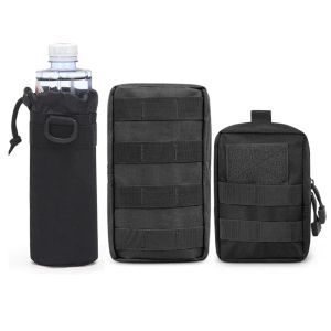 Bolsas 3pcs táctico militar molle bolsa de la cintura paquete edc botella bolsa para hombre de caza al aire libre para acampar herramientas de bolsas de bolsas de telefonía móvil camuflaje