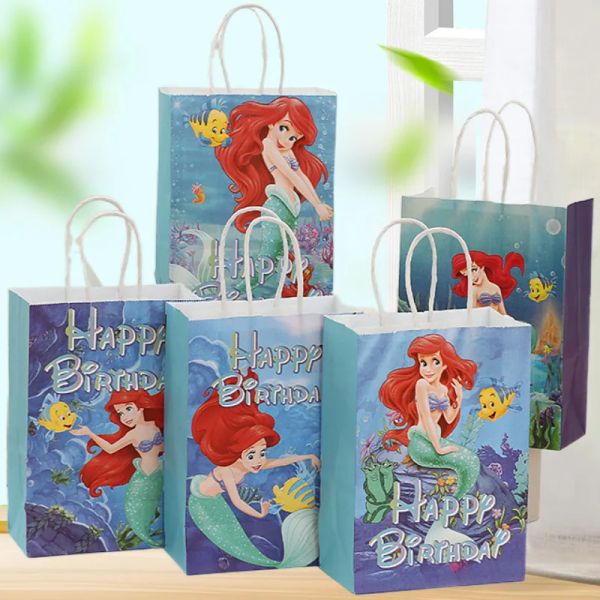 Sacs 5 / 20pcs sirène ariel emballage de bonbons fournisseurs de fête de fête de fête d'enfants décoration de fête d'anniversaire