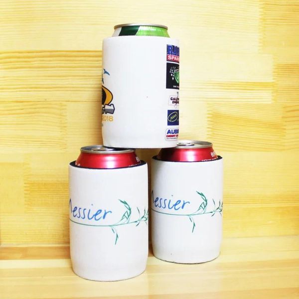 Bolsas 50 paquetes de soportes rechonchos de neopreno impresión personalizada enfriadores de latas de cerveza personalizados enfriadores sublimados bolsa boda