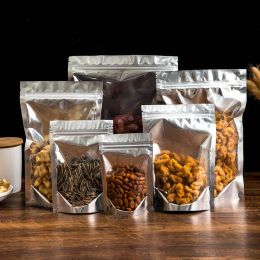 Sacs 50pcs emballages alimentaires en aluminium en aluminium stand up sac à la maison rangement thé à thé grains de café