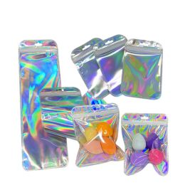Bolsas 50 piezas de bolsas de tirolina iridiscentes en espesas de láser espesas bolsas de sellado de plástico para joyas.