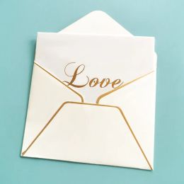 Sacs 50pcs / lot Enveloppe dorée petite entreprise fournitures Faire Part Mariage Paper Carte postale enveloppes pour les invitations de mariage papeterie