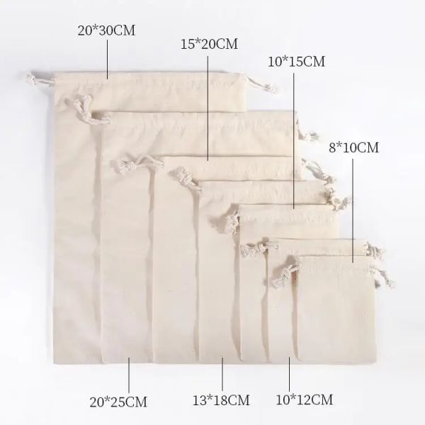 Sacs 50pcs / lot sacs de coton naturel