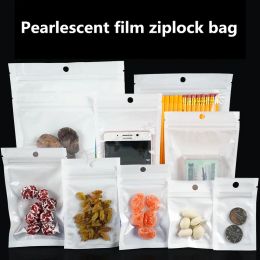 Sacs 50pcs Sac à fermeture éclair auto-scellant Sac d'emballage refermable Sac d'emballage Parts bijoux Data Cable Rangement de câble Sac Pearlescent Film Ziplock Sac