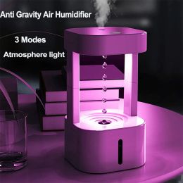 Bolsas 580 ml Antigravity Water Drop Humidifier 3 modos levitantes gotas de agua ultrasónica cría de niebla de niebla con luz colorida