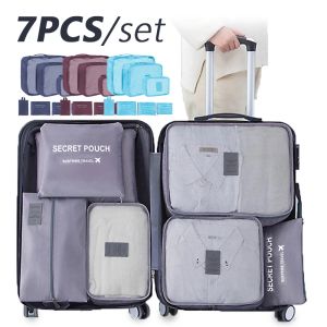 Sacs 7/6 / 2pcs Set Travel Suise de voyage Sac Organisateur à bagages Cubes d'emballage pour l'organisateur de voyage Rangement de rangement Vêtements de chaussures Bagure d'organisateur