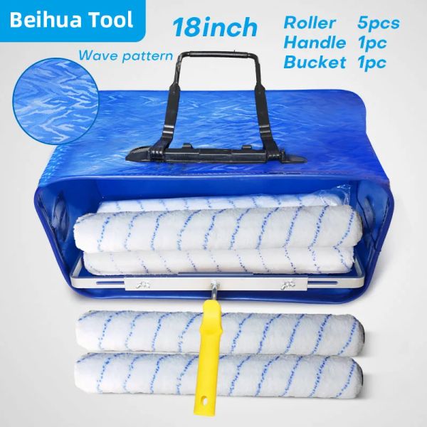 Bolsas 7pcs/set Kit de pintura de 18 pulgadas Kit de pintura Rodillo de pintura Bandeja de pintura Set Patrón de ola Surface Bag Bag Boldable plegable 50x28x23cm