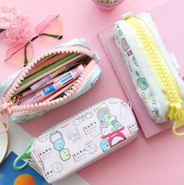 Tassen 8 pc's/veel schattige cartoon sumikko gurashi pu large capaciteit potloodtas zakje zakje potloods briefpapier zipper organizer voor school