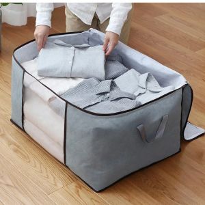 Sacs 90L Grands sacs de rangement, bacs Conteneurs de rangement organisateur de placard pliable avec poignées durables tissu épais pour les vêtements, couverture