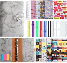 Tassen A6 Marble Soft Leather Money Budget Planner Binder met rits enveloppen contant geld voor budgettering, geldorganisator voor budgetbinding