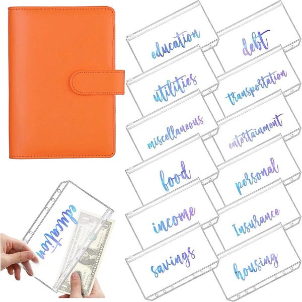 Sacs A6 PVC Rainbow Notebook Cover Planner Budget Binder Organisateur 12 Catégories Catégories Enveloppes de lien de réserve