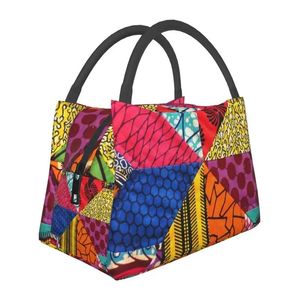 Sacs African Ankara imprime les sacs à lunch isolés pour pique-nique en plein air géométrique ethnique art résumé plus cool plus fraîche thermique bento