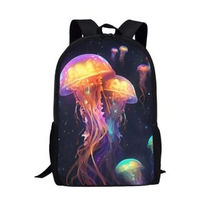 Sacs Ange Jaune Violet Méduse Sac D'école Pour Enfants Cool Sac Animal Magique Pour Enfants Garçons et Filles Sac À Dos Multifonctionnel