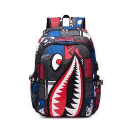 Sacs Anime Backpack Book Bookbag élémentaire Travel Rucksack Cartoon Shark Imprimerie de l'école primaire Satchel Backpack Mochila Infantil