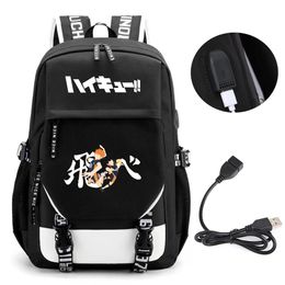 Sacs anime haikyu karasuno volleyball club club sac à dos sacs de livres sacs mochila voyage usb port sac ordinateur portable boy girls gift