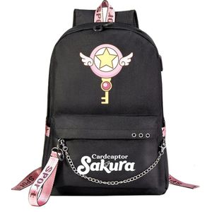 Sacs Anime Sakura Girl Card Captor USB BACKPACK Sacs d'école Sacs Fans Sac de voyage Chaîne d'ordinateur portable