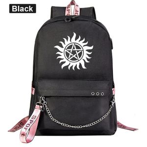 Tassen Anime Supernatural SPN Evil Rugzak Schoolboekentassen Reizen Jongens Meisjes Laptop Hoofdtelefoon USB-poort Dagelijks Mochila