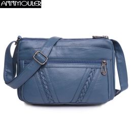 Tassen Annmouler Brand Design Dames Schoudertas Pu Leather Crossbody Bag Vintage dameszak zachte zakken vrouwelijke tas bolsa feminina