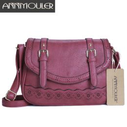 Tassen annmouler mode dames schoudertas pu lederen crossbody tas ontwerper handtassen hol uit messenger tas dames tas vrouwelijke bolsa