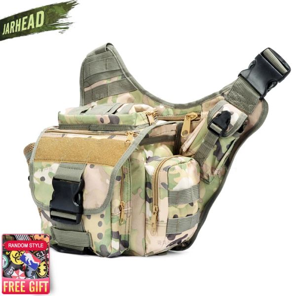 Bolsas Bolsa de cámara de mensajero táctica del ejército para hombres, bolsa de sillín de escalada para ciclismo al aire libre, bolsa de hombro única duradera de camuflaje táctico para hombre