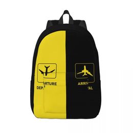 Sacs Aviation Arrivée Départ Voyage Toile Sac À Dos École Ordinateur Bookbag Aviateur Aéroport Avion Collège Étudiant Daypack Sacs