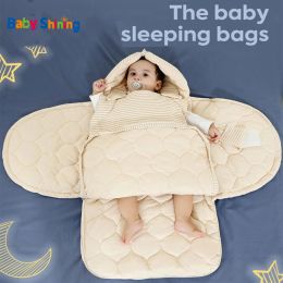 Sacs Baby Sleeping Sac 06 mois enveloppes pour les nouveau-nés Baby Swadddling Wraps Coton Soft Cocon Design Head Neck Protector